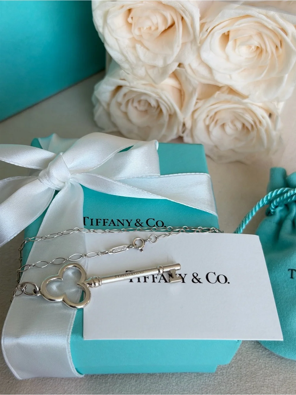 Tiffany & Co. Large Key Necklace Sterling Silver 36”  $700